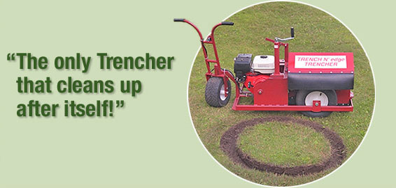A walk behind trencher that cleans up after inself
